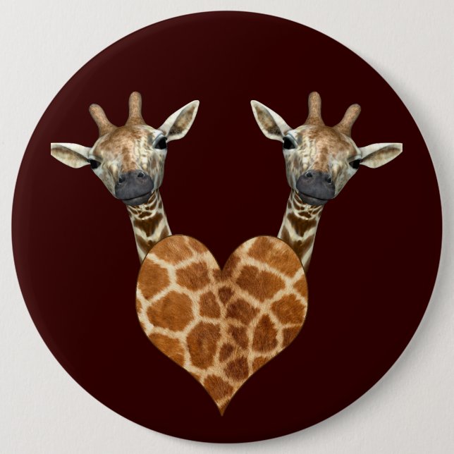 Two Lovely Giraffes Pinback Button (Front)