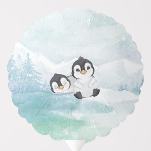 Two Lovely Penguins Baby Shower Balloon