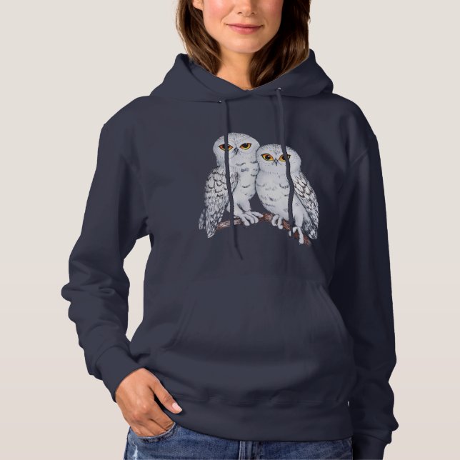 Two lovely snowy owls hoodie (Front)