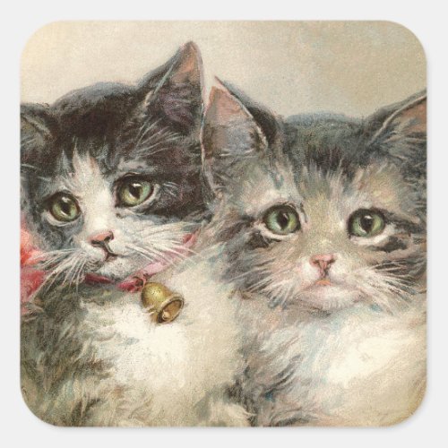Two lovely Victorian kittens Square Sticker