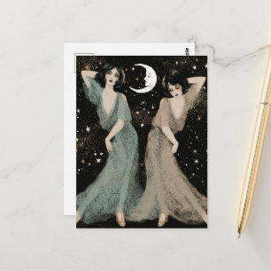 Two Lovely Women Dance in the Moonlight Postcard