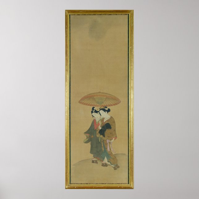 Two Lovers under an Umbrella Poster (Front)