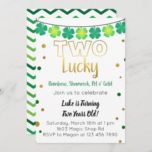 Two Lucky 2nd Birthday Invitation