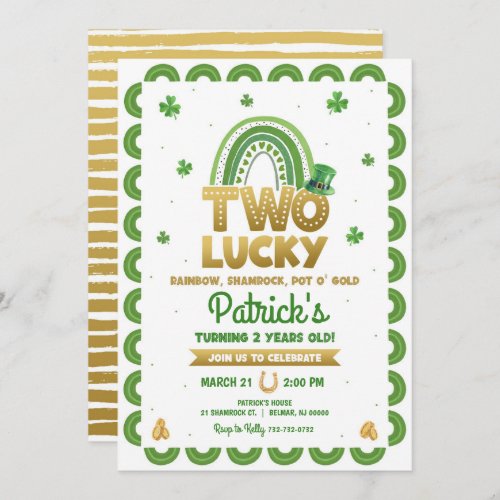 Two Lucky Birthday Invitation St Patricks Day