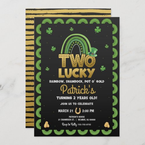 Two Lucky Birthday Invitation St Patricks Day