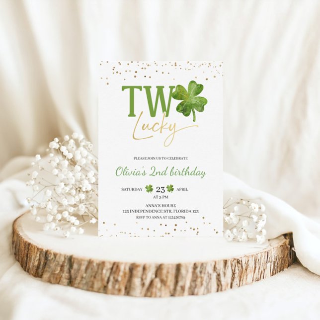 Two Lucky Birthday Invitation, St. Patricks Themed Invitation (Creator Uploaded)