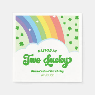 Two Lucky Charm Rainbow 2nd Birthday Party Napkins