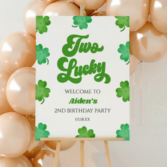 Two Lucky Clover 2nd Birthday Party Welcome Sign (Creator Uploaded)