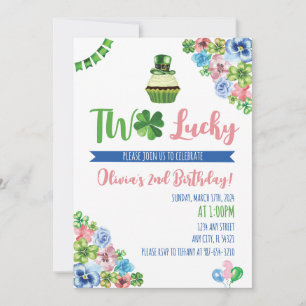 Two Lucky Saint Patrick's Day 2nd Birthday Invitation