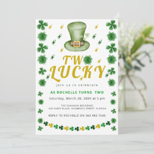 Two Lucky Shamrock Birthday Party Invitation