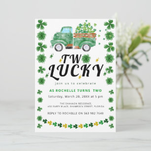 Two Lucky Shamrock Birthday Party Invitation