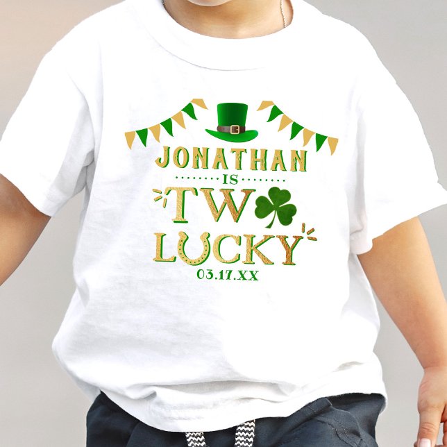 Two Lucky St. Patrick's Day 2nd Birthday Baby T-Shirt (Creator Uploaded)