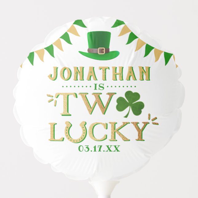 Two Lucky St. Patrick's Day 2nd Birthday Balloon (Front)