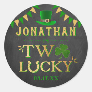 Two Lucky St. Patrick's Day 2nd Birthday Classic Round Sticker