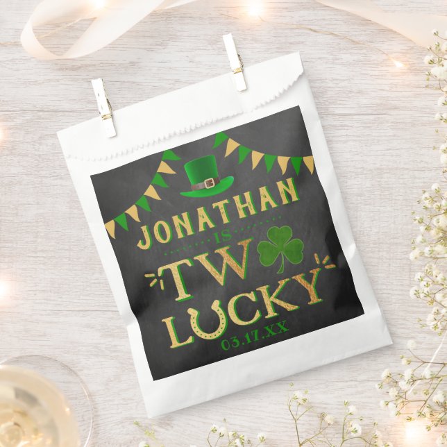 Two Lucky St. Patrick's Day 2nd Birthday Favor Bag (Clipped)