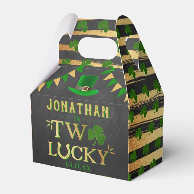 Two Lucky St. Patrick's Day 2nd Birthday Favor Boxes (Front Side)