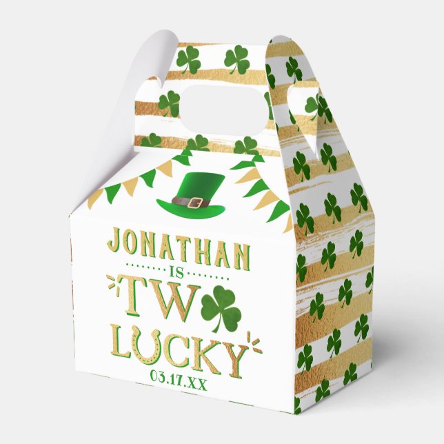 Two Lucky St. Patrick's Day 2nd Birthday Favor Boxes (Front Side)
