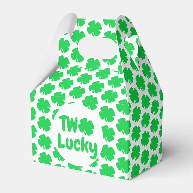 Two Lucky St Patrick's Day 2nd Birthday Favor Boxes (Front Side)