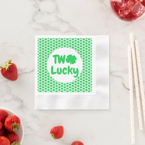 Two Lucky St Patricks Day 2nd Birthday Napkins