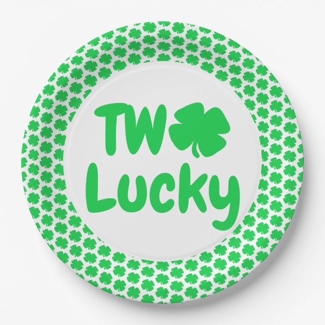 Two Lucky St Patrick's Day 2nd Birthday Paper Plates (Front)