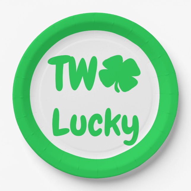 Two Lucky St Patrick's Day 2nd Birthday Paper Plates (Front)