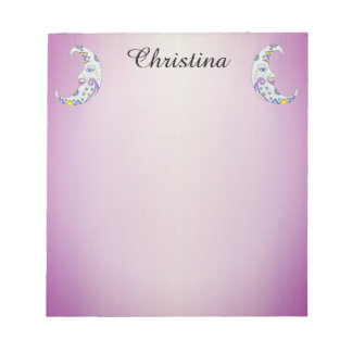 Two Magical Colorfully decorated Crescent Moons Notepad