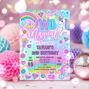 Two Magical Fairytale Princess 2nd Birthday Party Invitation