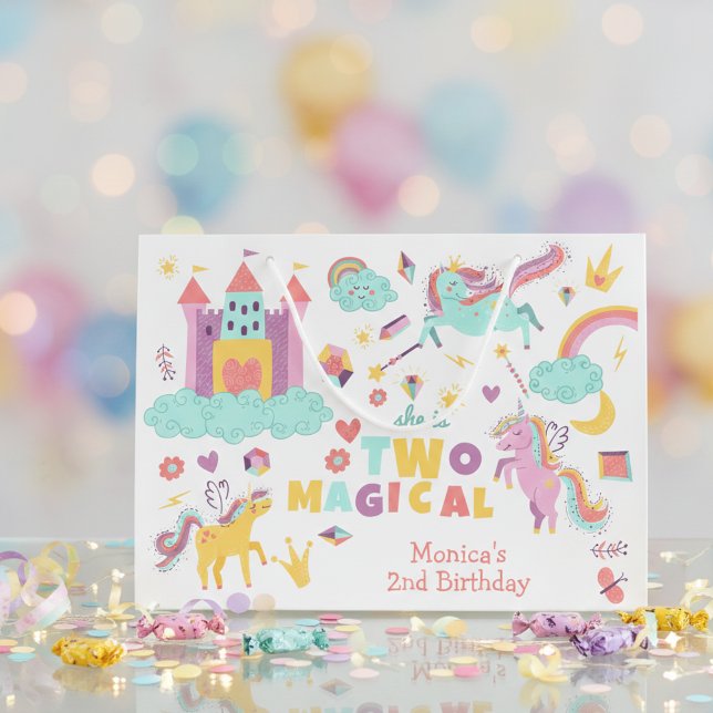 Two magical  unicorn second birthday large gift bag (Creator Uploaded)