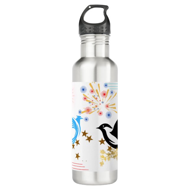 Two Majestic Birds Stainless Steel Water Bottle (Front)