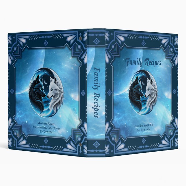 Two majestic wolf heads 3 ring binder (Background)