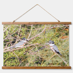 Two Male Belted-Kingfishers Hanging Tapestry