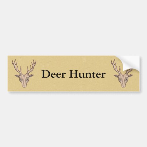 Two Male Deer Hunter Trophy Deer Head Big Antlers Bumper Sticker