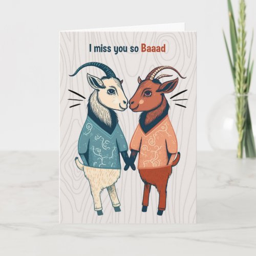 Two Male Goats in Shirts Cute LGBTQ Miss You Card