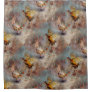 Two male ring-neck pheasants fighting. shower curtain