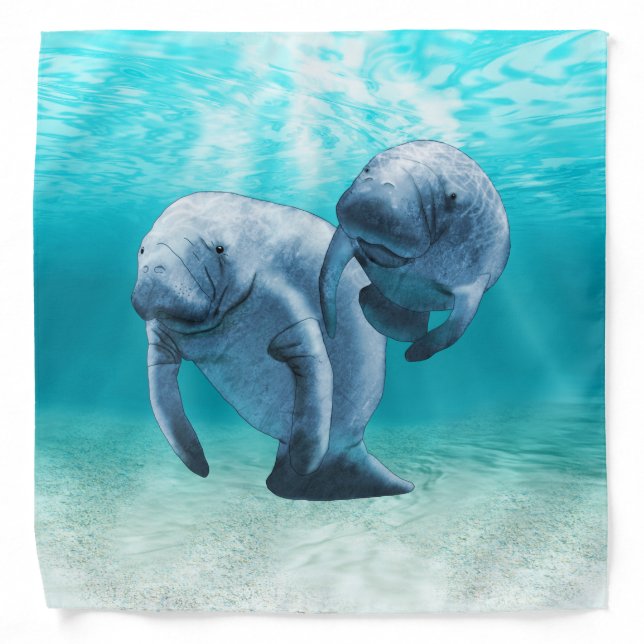 Two Manatees Swimming Bandana (Front)