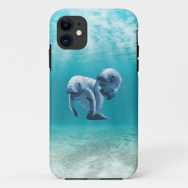 Two Manatees Swimming Case-Mate iPhone Case (Back)