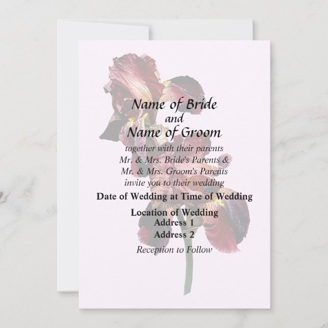 Two Maroon and Yellow Irises Invitation (Front)