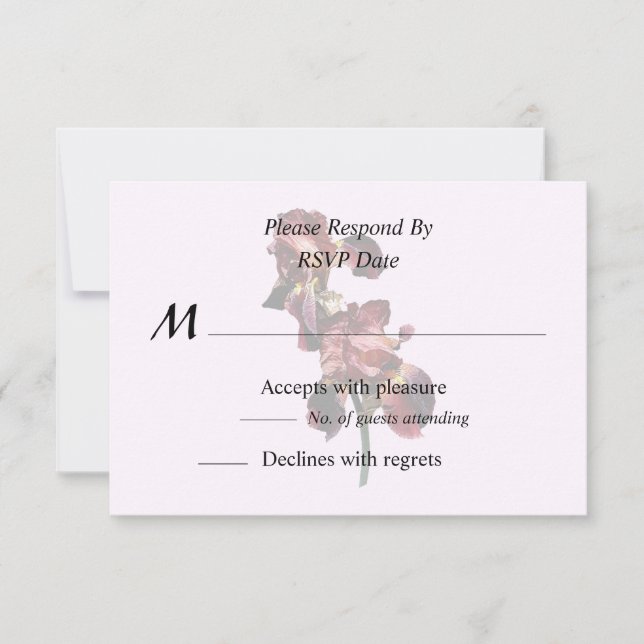 Two Maroon and Yellow Irises RSVP Card (Front)