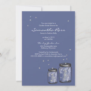 Two Mason Jars & Fireflies Bridal Shower Invitation