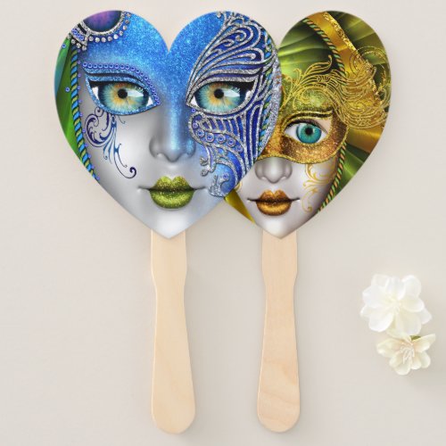 Two Masquerade Masks in One Fan