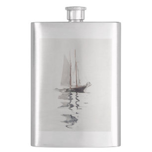 Two-masted Schooner with Dory by Winslow Homer Flask