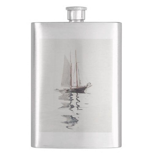 Two_masted Schooner with Dory by Winslow Homer Flask