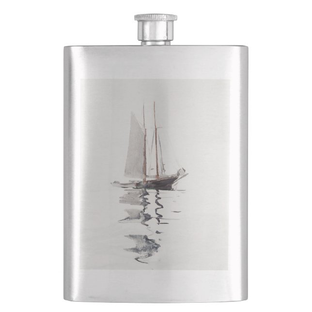 Two-masted Schooner with Dory by Winslow Homer Flask (Front)