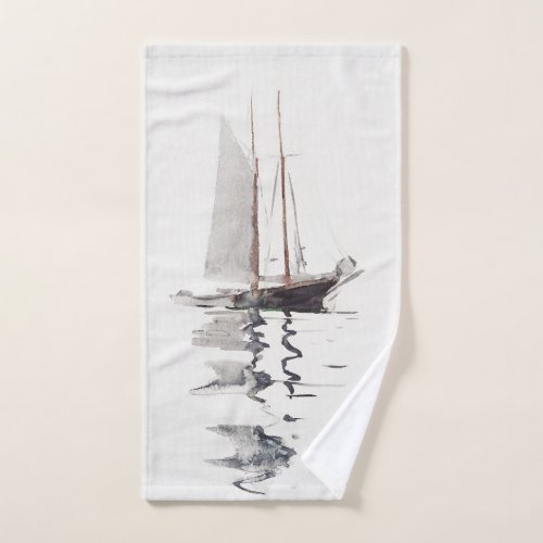 Two_masted Schooner with Dory by Winslow Homer Hand Towel
