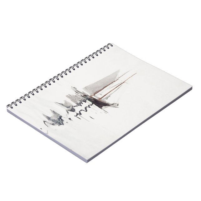 Two-masted Schooner with Dory by Winslow Homer Notebook (Left Side)