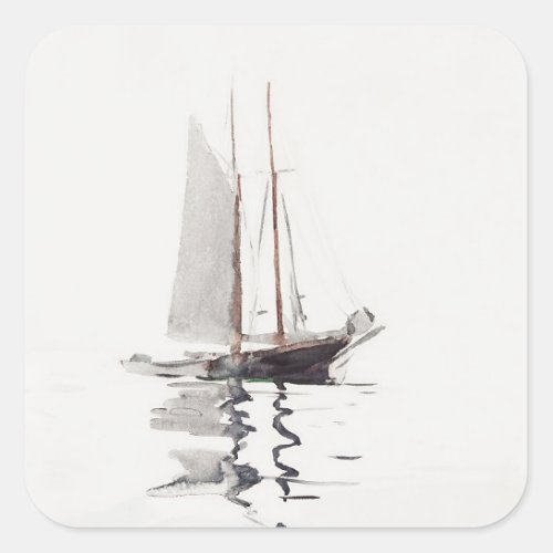 Two_masted Schooner with Dory by Winslow Homer Square Sticker