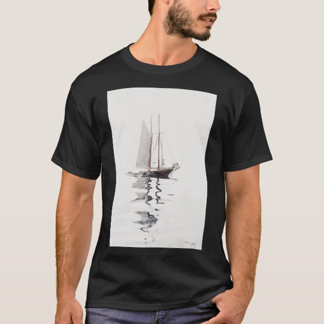 Two-masted Schooner with Dory by Winslow Homer T-Shirt (Front)