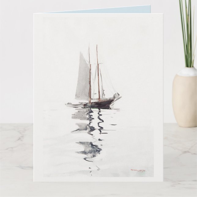 Two–masted Schooner with Dory by Winslow Homer  Thank You Card (Front)