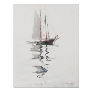 Two–masted Schooner with Dory  Faux Canvas Print