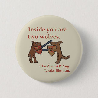 Two Medieval Wolves Button